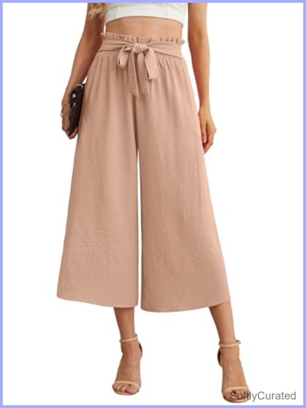 Wide Leg Flowy Palazzo Pants High Waist Adjustable Knot Casual Trousers